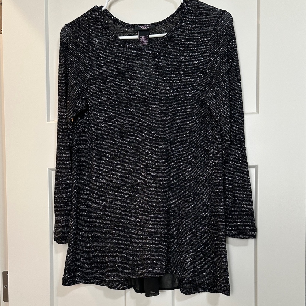 Girls Black and Silver Knit Top